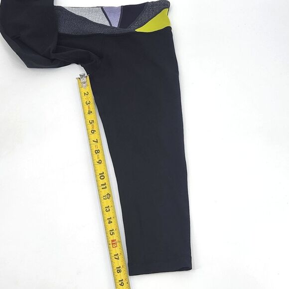 Lululemon Wunder Under Crop Leggings Womens Size 6 High Waist Black Purple Gym - Picture 7 of 7